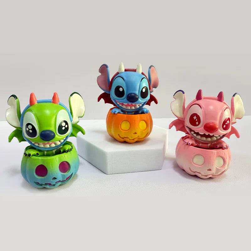 6pcs/set Stitch Mickey Mouse And Friend Pumpkin Version Halloween Limited Cosbi Figure Guess Christma Desktop Gift Toy