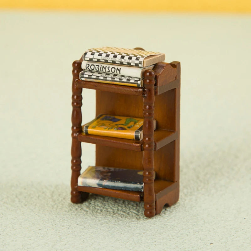 1:12 Dollhouse Miniature Wood Bedside Stand Storage Rack Nightstand Furniture Bedroom Model Decor Toy Doll House Accessories