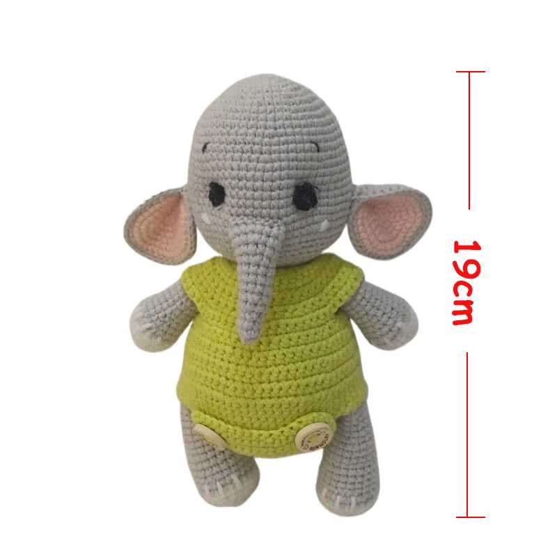 Amigurumi Elephant Lion Doll Baby Stuffed Animal Doll kawaii Handmade Knitted Plush Lion Toy Newborn Accompany Doll Room Decor