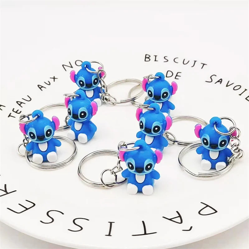 10Pcs/Lot Cartoon Keychain Cartoon Lilo & Stitch Cute Doll Keyring Ornament Key Chain Car Kids Gifts