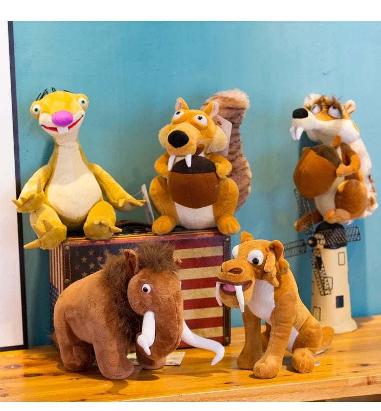 Ice Age Plush Toy Squirrel Mammoth Elephant Swordtooth Tiger Doll Soft Stuffed Animal Sleeping Pillow Gifts for Kids and Girls