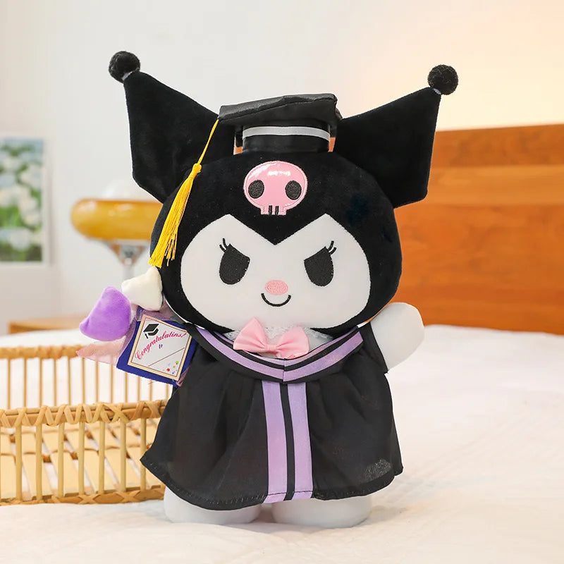 25cm Sanrio Anime Plush Doll Cinnamoroll My Melody Kuromi Hello Kitty Kawaii Soft Stuffed Graduation Gifts