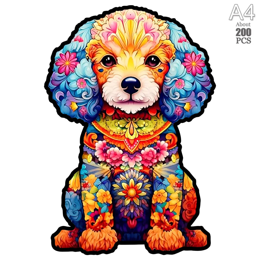Dog Series Wooden Jigsaw Puzzles Art Unique Animal Shaped Puzzle Diy Leisure Game for Adults Kids Family Home Decor