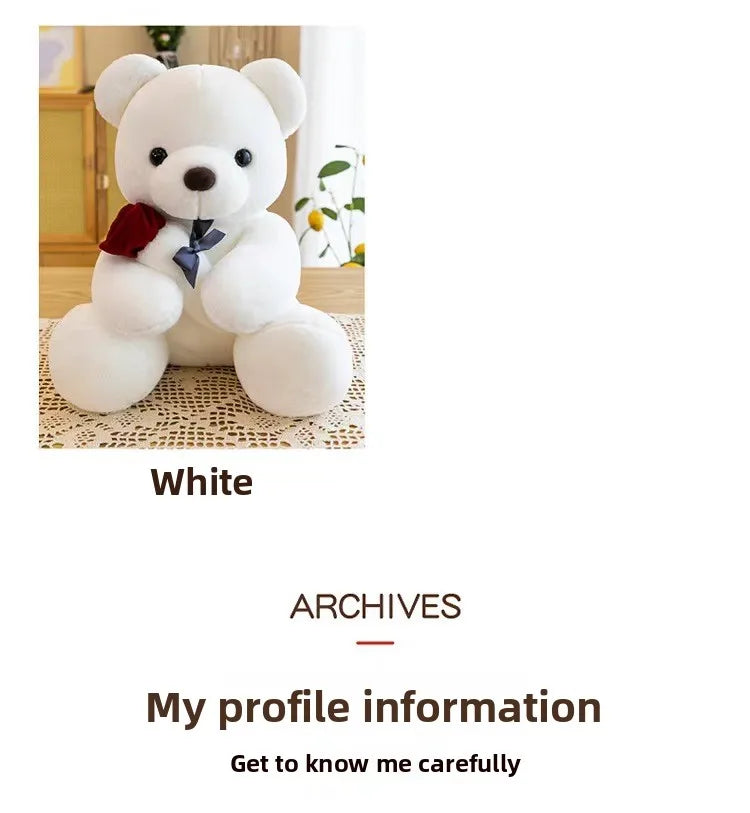 Cute Rose Bear Plush Toy Stuffed Animal Doll Romantic Gift for Girlfriend Valentines Day Birthday Anniversary Present