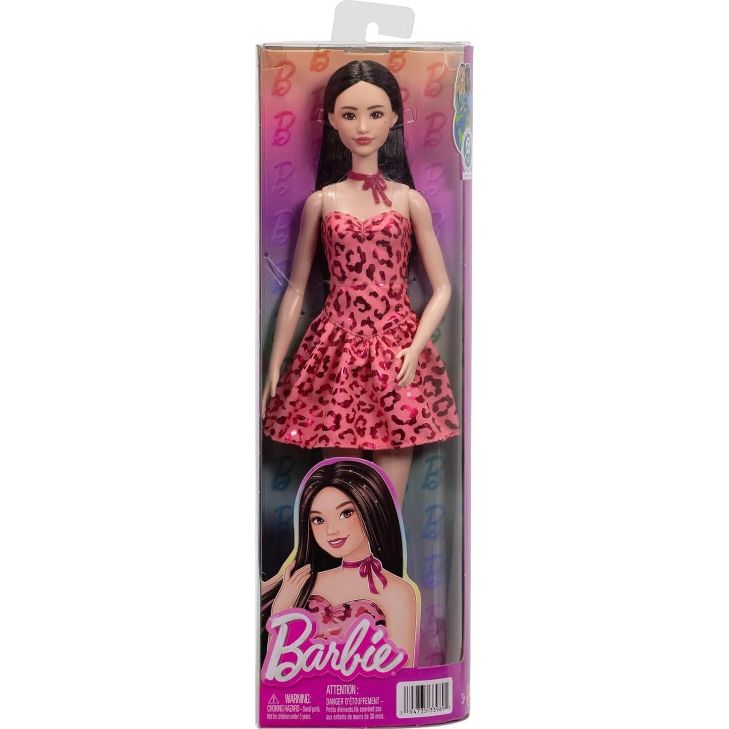 2026 New Original Barbie Doll Fashionistas Doll #246 Black Hair Pink Leopard Print Strapless Dress  Aisian Toys for Girls JJN59