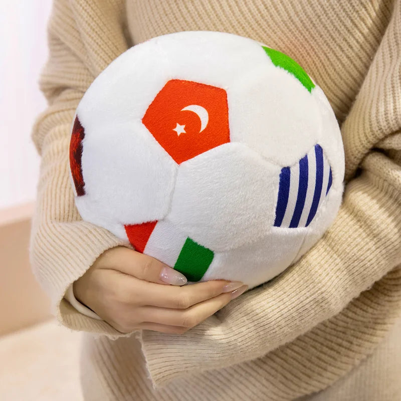 15/20/25cm Lovely Football Plush Dolls Kawaii Ball with Colorful National Flag Stuffed Soft Pillow Soccer Plushie Toy