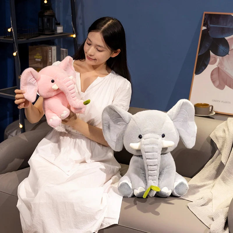 Nice 1pc 25/40cm Cartoon Cute Elephant Plush Doll Long Nose Pink Grey Sitting Animal Stuffed Toy Home Decor Gift For Boys Girls