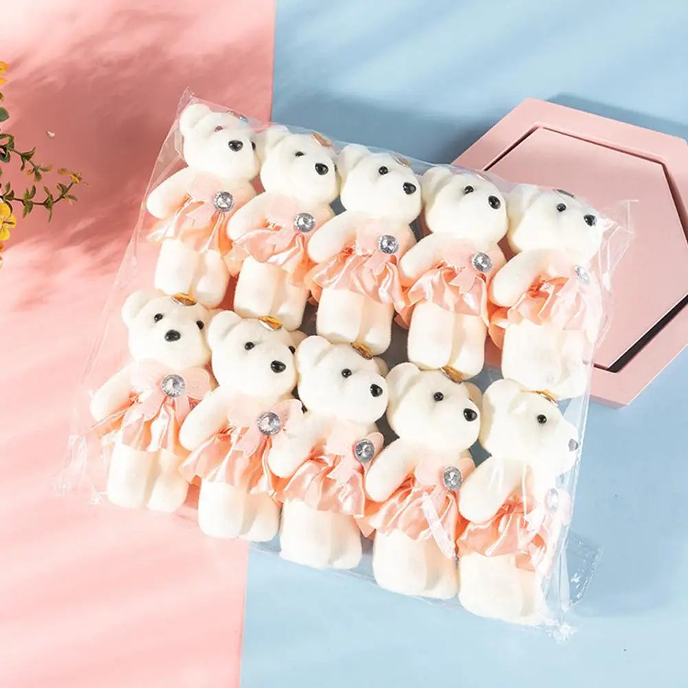 10Pcs/Lot Soft Stuffed Bear Plush Toys Mini Teddy Bear Dolls Toy Small Gifts Bag Pendant Teddy Doll Keychain Keyring Gifts