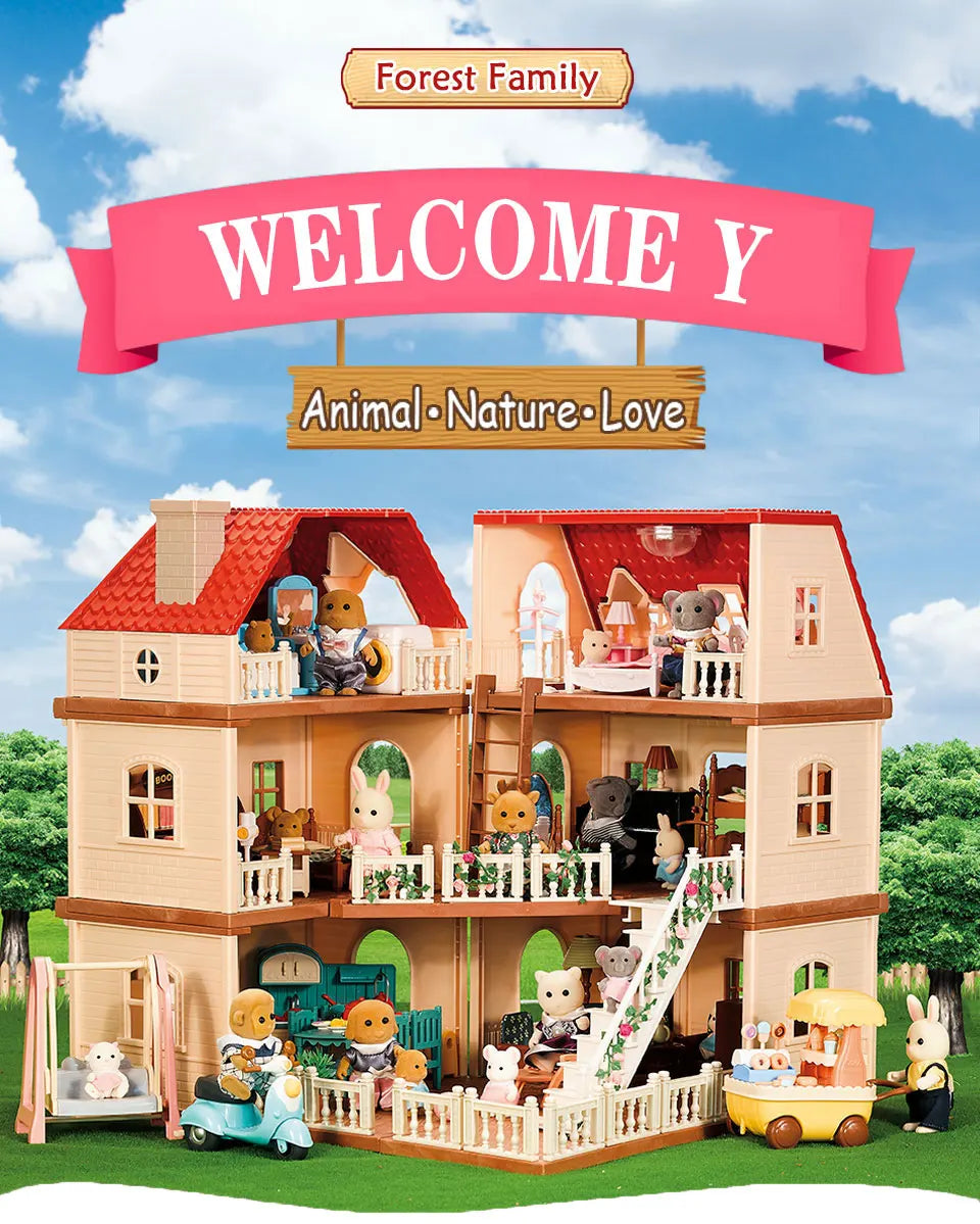 Forest Family Doll 1:12 Dollhouse Kitchen Accessories Mini Model Reindeer Animal Miniature Furniture Pretend Play For Girl Gifts