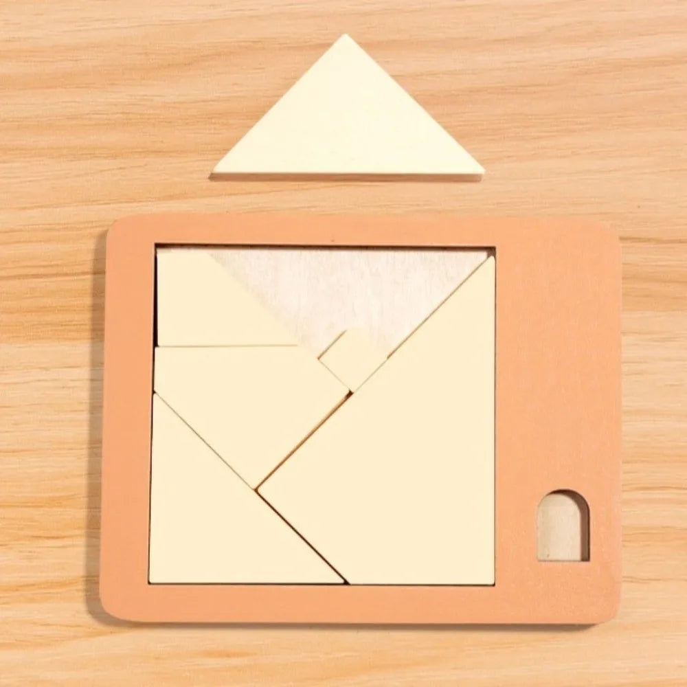 Irregular Shape Triangle Puzzle Colorful Logic Training Wooden Block Puzzle Montessori Three-Dimensional Brain Teaser Game