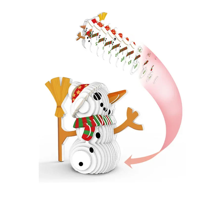 3D Merry Christmas Puzzle Children's Paper Christmas DIY Advanced Puzzle Enlightenment Kindergarten Toy Educational Toys