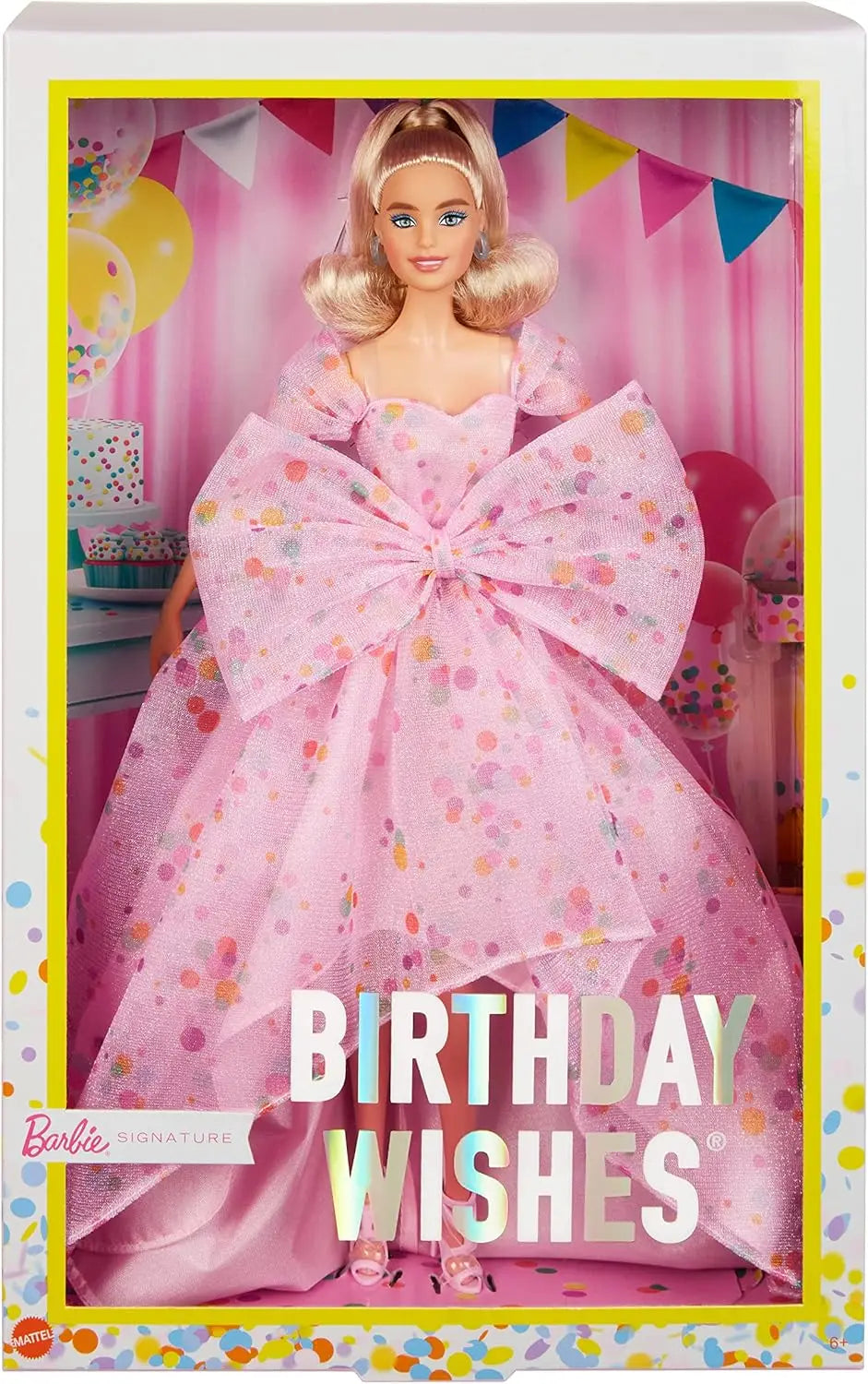 11.5in Original Barbie Signature Birthday Wishes Doll Blonde Wearing Pink Tulle Gown Shoes Accessories Girls Toy Gift Collection