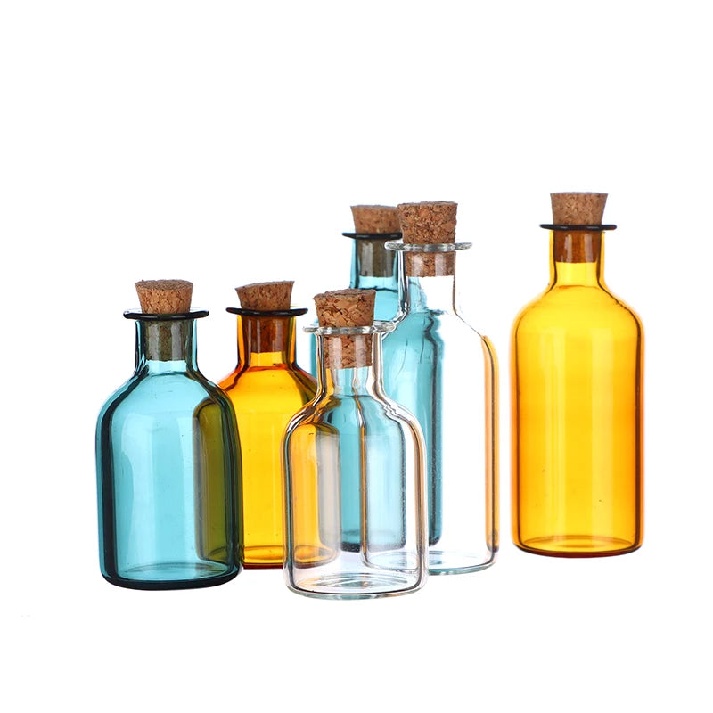 1:12 Dollhouse Miniature Mini Glass Bottle Cork Cover Storage Tiny Jar Vials Vase Decor Toy For Doll House