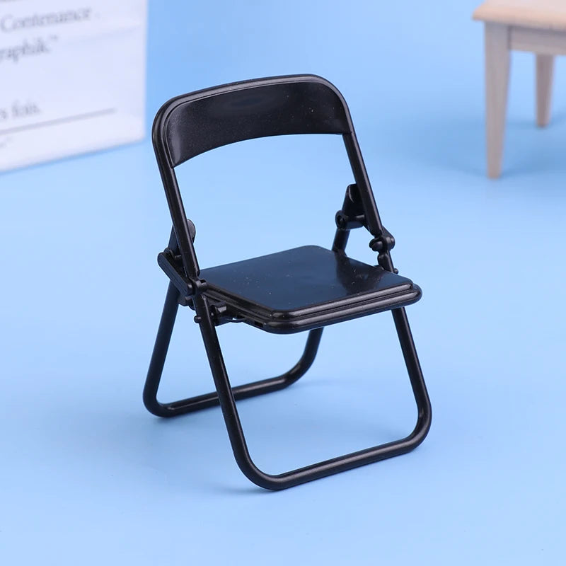 1Pc Mini Chair 1:12 Dollhouse Miniature Chair Plastic Armchair Folding Chair Simulation Furniture Doll House Decor Accessories