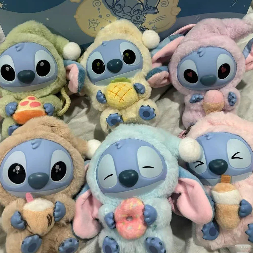 Disney Stitch 'Eat before Sleep' Mystery Box Kawaii Vinyl Figure Keychain Cute Plush Doll Christmas Surprise Gift