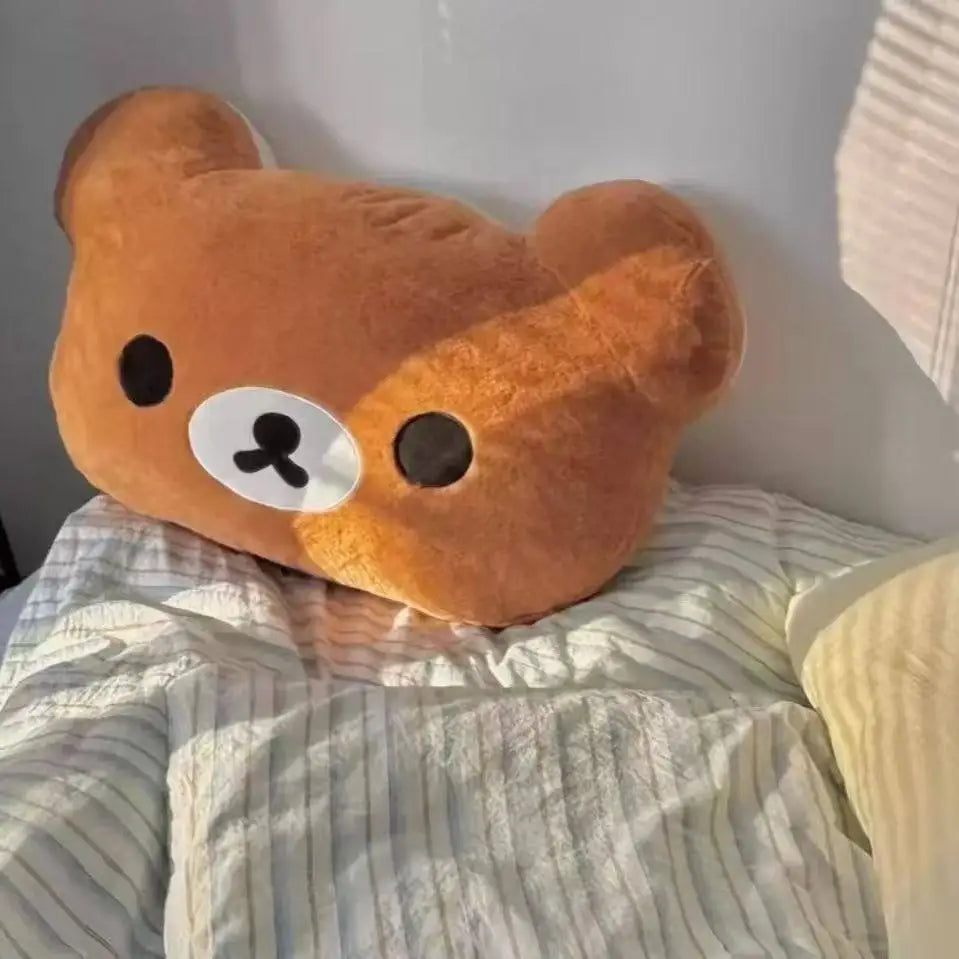 60CM Rilakkuma Plush Pillow Soft Fluffy Stuffed Bear Doll Cushion Backrest For Bedroom Sofa Bedside Cute Birthday Gift For Girls