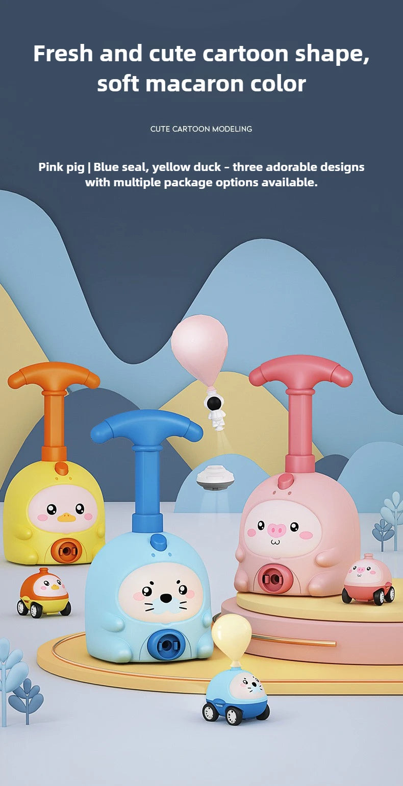 Children Air Power Vehicle Funny Science Experimen Cartoon Animals Aerodynamic Flying Balloon Car Kids Educational Puzzle Toys