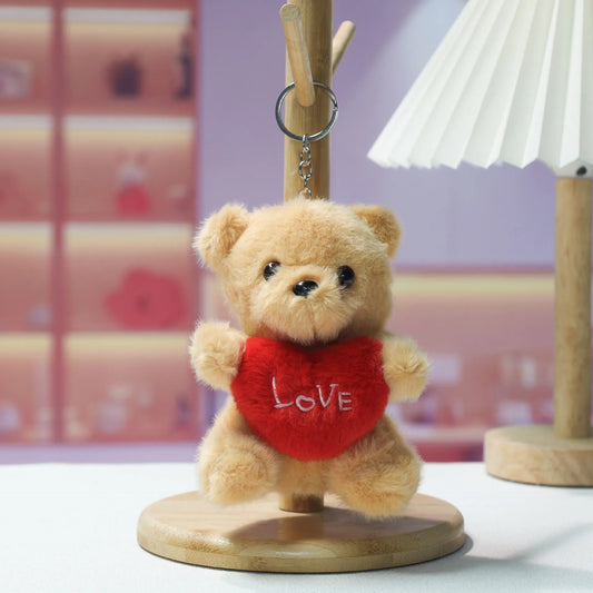 1-10PCS Cute Cartoon Bear Plush Toy Hugging  Heart Soft Stuffed Animal Doll Bag Pendant Keychain  ForCompanions Gifts