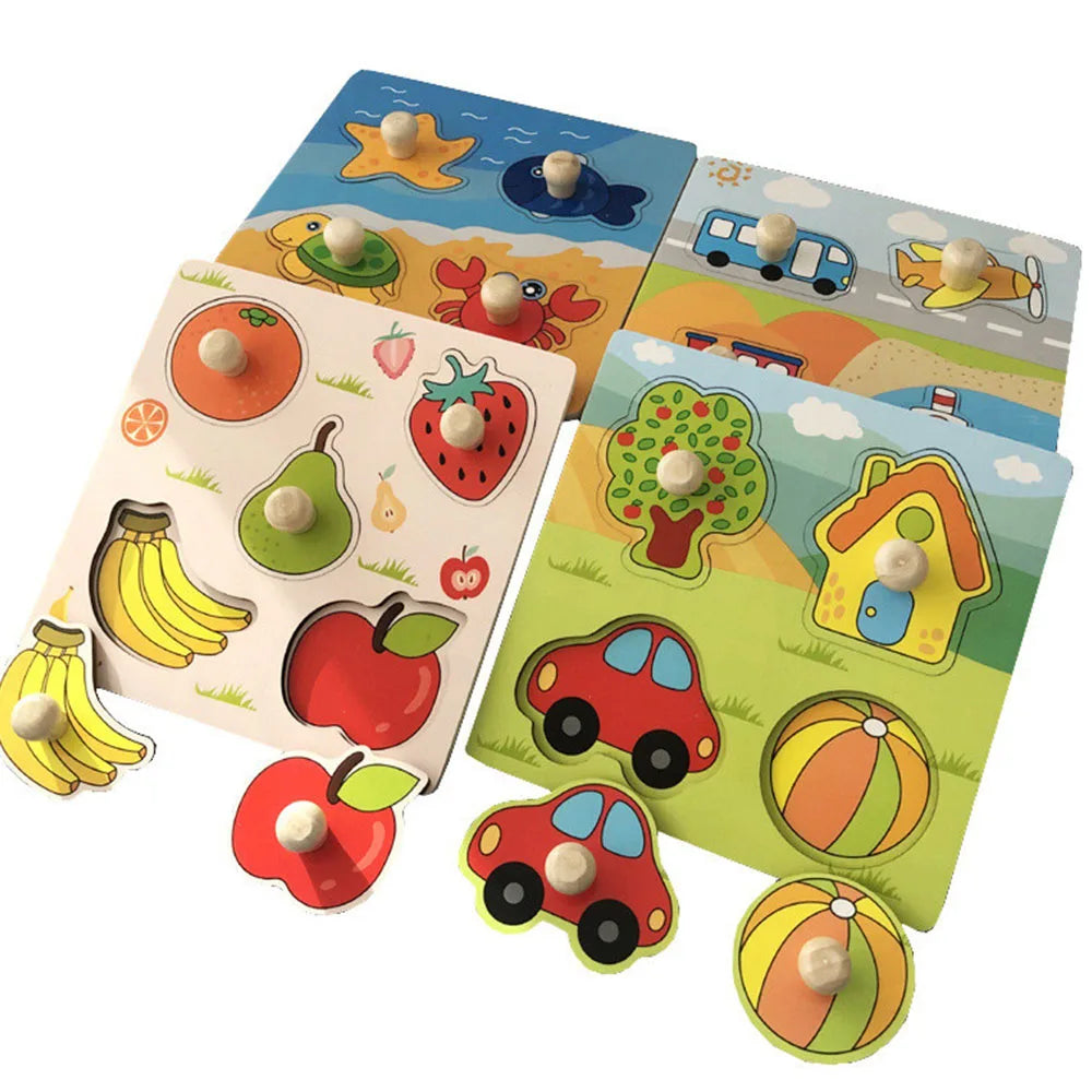 Double Sided Strip 3D Puzzles Baby Toy Wooden Montessori Materials Educational Toys For Children Large Bricks Kids Learning Toys