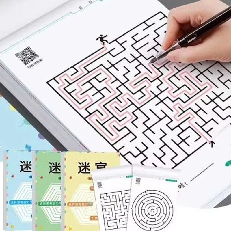 1/4Pcs Leveled Maze Challenge Book 64 Pages Kids Concentration Attention Training Intellectual Development Educational Gifts Toy