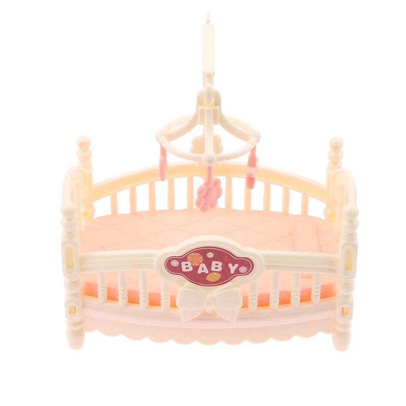 1Pcs 1:12 Dollhouse Simulation Mini Crib Baby Bed Model Dollhouse Bedroom Furniture Decoration Dolls House Accessories