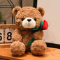 Lovely 16/25CM Bear Plush Toy Romantic Red Heart Rose Bear Doll Cute Soft Holding Flowers Bear Doll Home Decoration