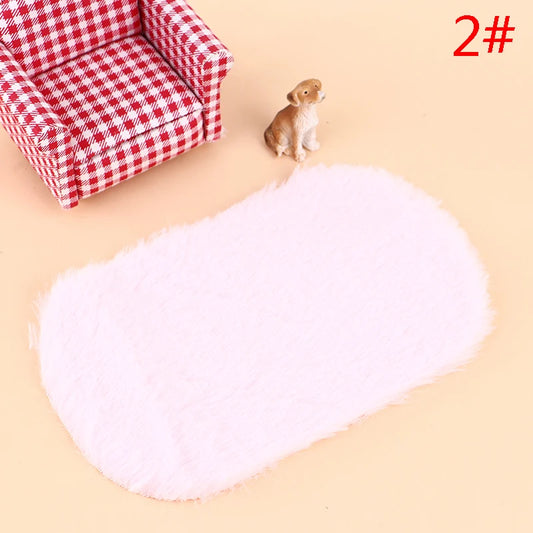 1pc Dollhouse Miniature Plush Rug Carpet Mat Dolls House Living Room Furniture Decoration Accessories