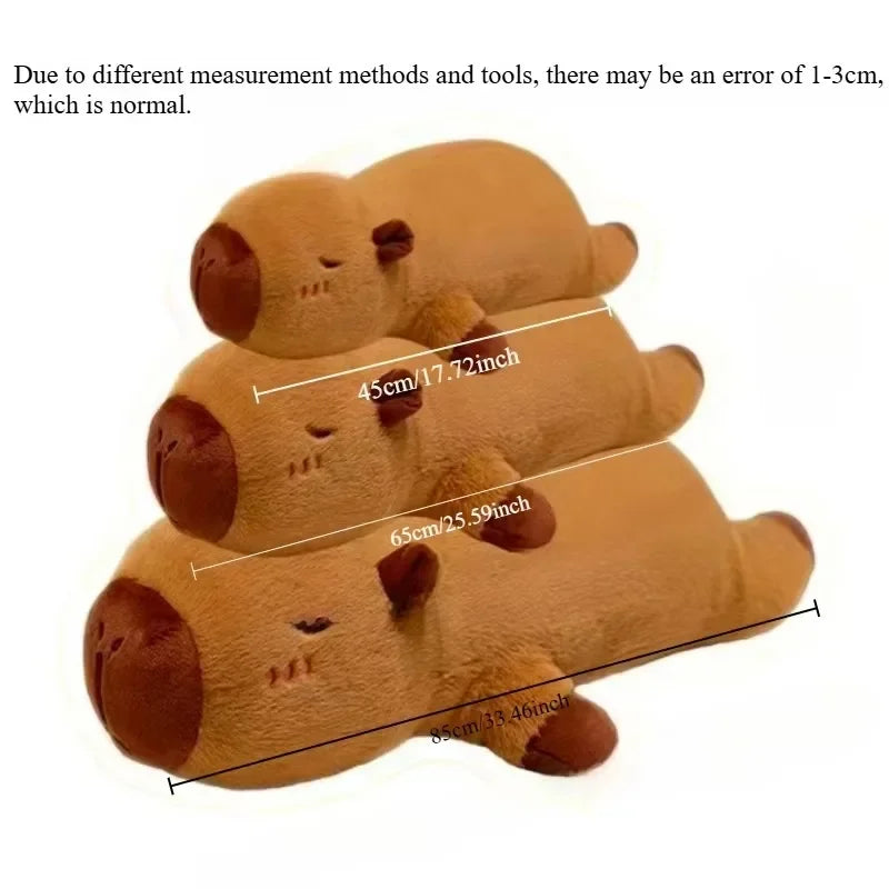 Kawaii Capybara Long Sleep Pillow Stuffed Capibara Plushie Cute Fluffy Doll Soft Sofa Cushion Nap Sleeping Toys for Home Bed