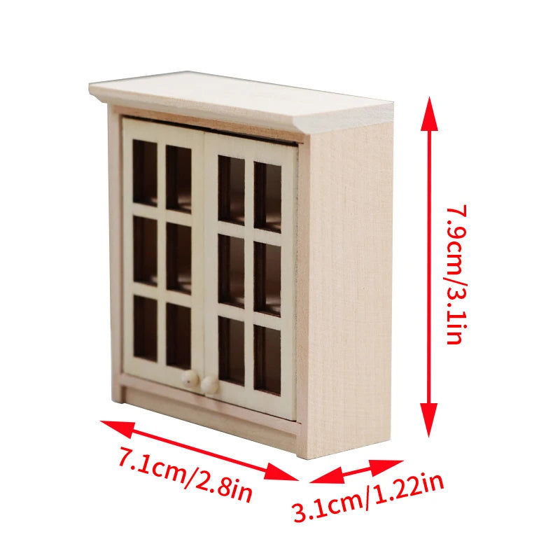 1Pcs Dollhouse Miniature Bookcase Storage Rack Mini Wood Cherry Display Shelf Cabinet Cupboard Doll House Furniture Model Toys