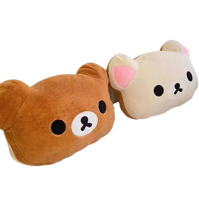 In Stock Rilakkuma Bear Plush Pillow Dual Sided Large Soft Bedside Cushion Nap Pillow Dormitory Stuffed Doll Gift For Girlfriend
