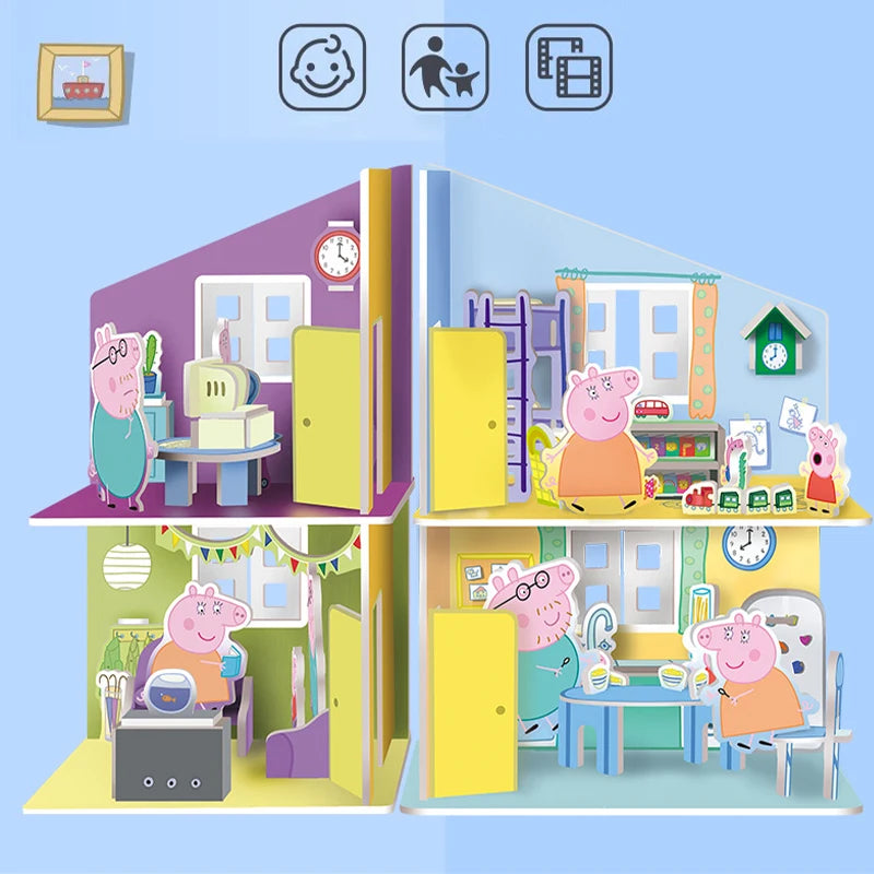 Peppa Pig Puzzle Three dimensional Children's Intelligence Enlightenment George Toys 3-6 Year Old DIY Handmade Gift
