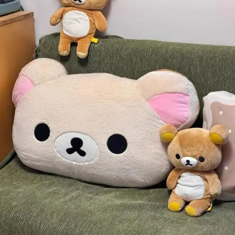In Stock Rilakkuma Bear Plush Pillow Dual Sided Large Soft Bedside Cushion Nap Pillow Dormitory Stuffed Doll Gift For Girlfriend