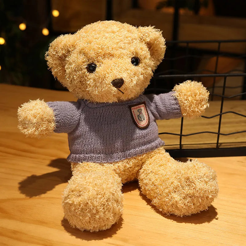 Cute Teddy Bear Plush Toy Stuffed  Animal Bear with Weater/Heart Soft Doll Kids Toys Birthday Gift