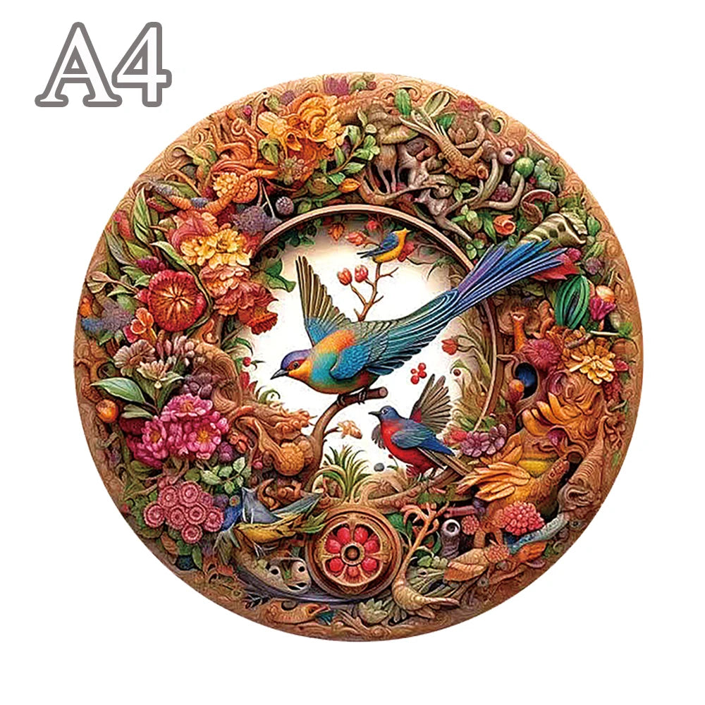 Adult and Children's Animal Wooden Puzzle Refined Bird Figure A3 A4 A5 3D Wooden Crafts Circular Festival Gift Children's Toys