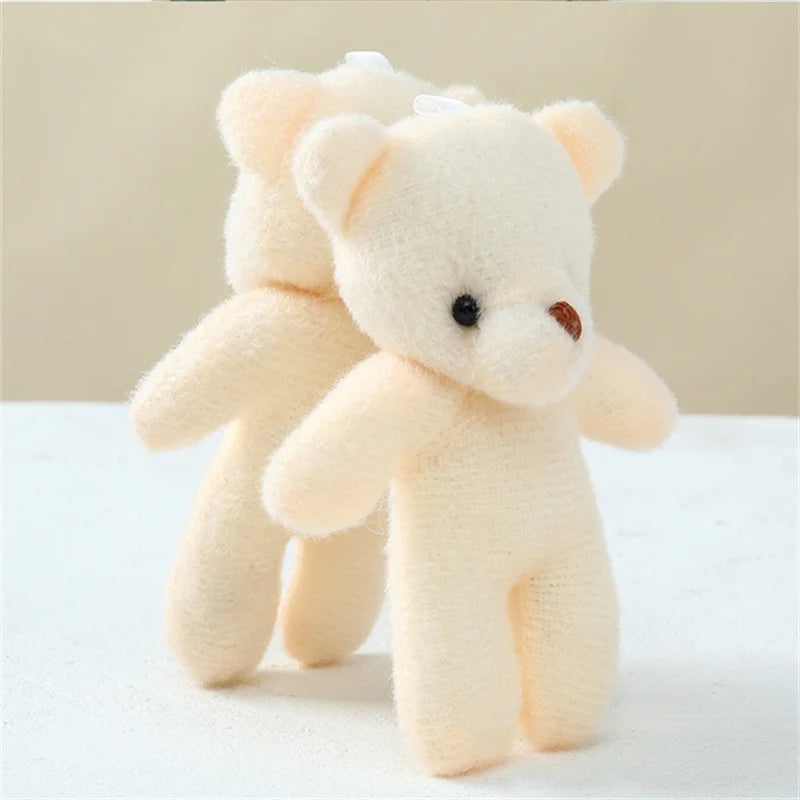 10/50pcs/lot 11CM Mini Multi-function Teddy Stuffed Plush Toy Lovely White Bear Doll Toy Backpack Keychain Birthday Party Gifts