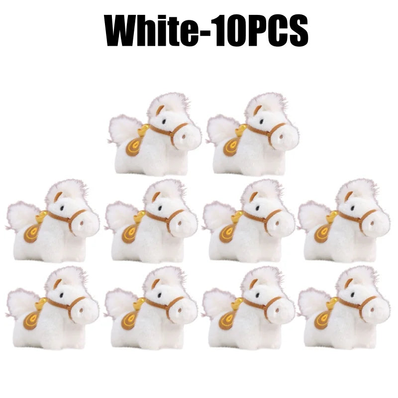 Year of Horse Mascot Plush Keychain Fluffy Pony Doll Soft Toy Bag Charm New Year Gift For Christmas Holiday Celebration