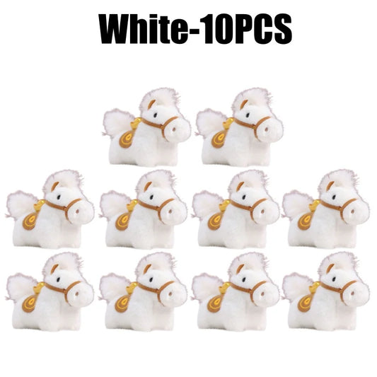 Year of Horse Mascot Plush Keychain Fluffy Pony Doll Soft Toy Bag Charm New Year Gift For Christmas Holiday Celebration