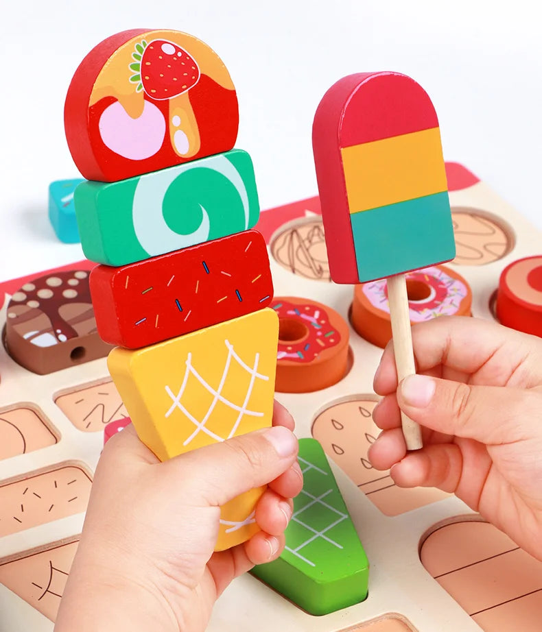 Montessori Wooden Pretend Play Kitchen Toys Dessert Puzzle Toys Simulation Barbecue Pretend Role Indoor Game For Toddlers Age 3+