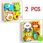 4-in-1 Wooden Toys 3D Wood Puzzle Cartoon Animals Cognitive Jigsaw Puzzle Early Learning Educational Toys For Children Gift