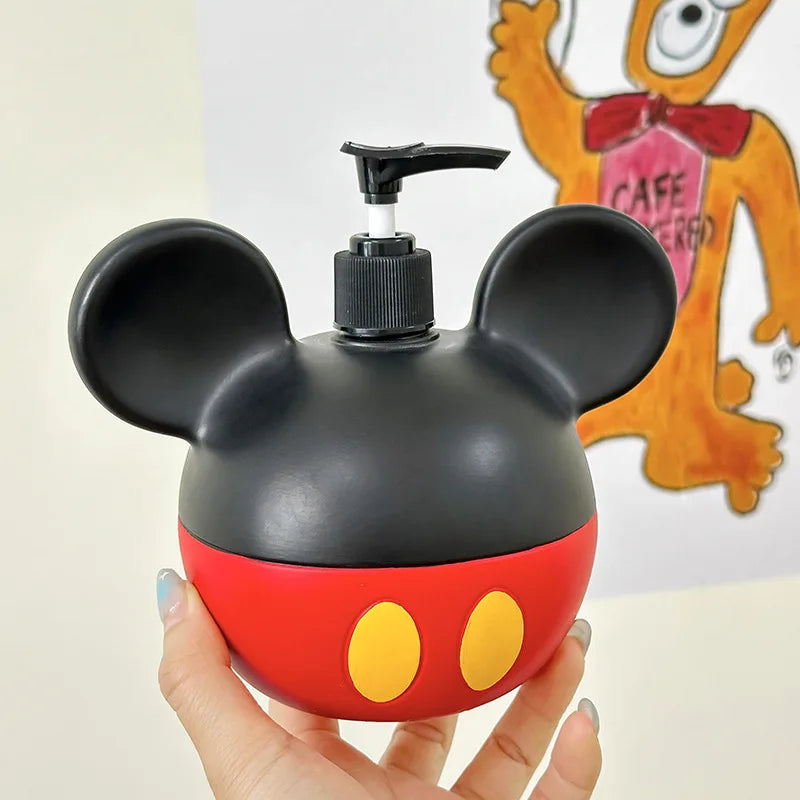 Disney Mickey Mouse Hand Sanitizer Bottle Large Capacity Press-Type Dispenser, Refillable Empty Container for Shampoo Body Wash