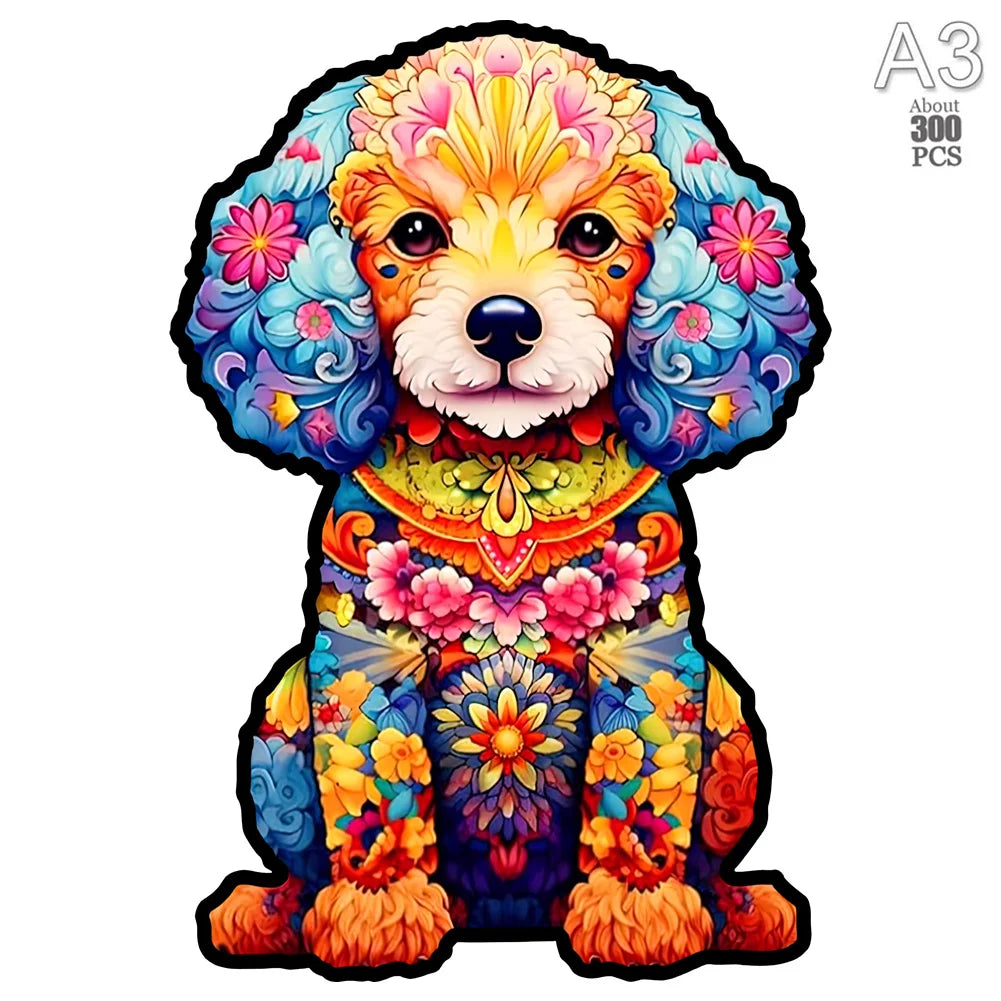 Dog Series Wooden Jigsaw Puzzles Art Unique Animal Shaped Puzzle Diy Leisure Game for Adults Kids Family Home Decor