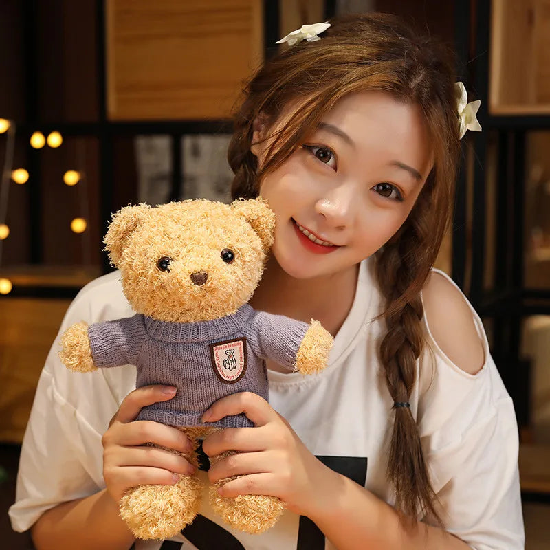 Cute Teddy Bear Plush Toy Stuffed  Animal Bear with Weater/Heart Soft Doll Kids Toys Birthday Gift