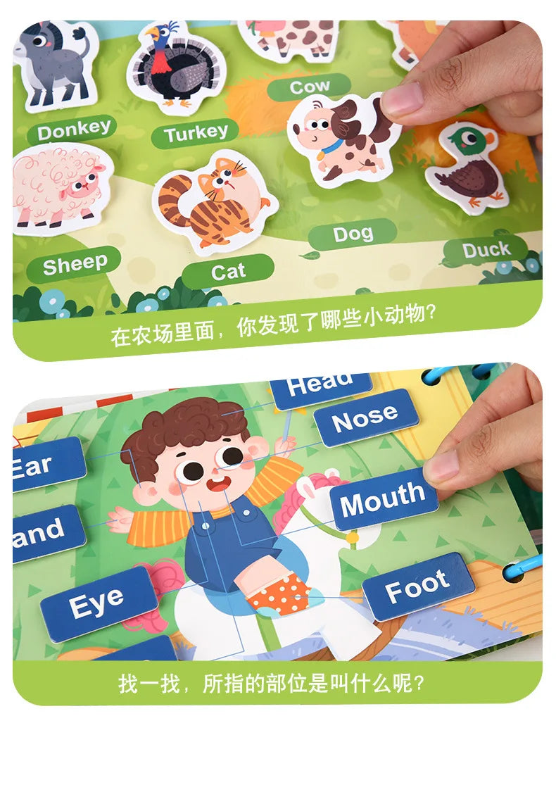 Busy Book Sticker Quiet Book for Kids Montessori Early Educational Toy Toddlers Matching Puzzles Game Baby Learning Toys Gifts