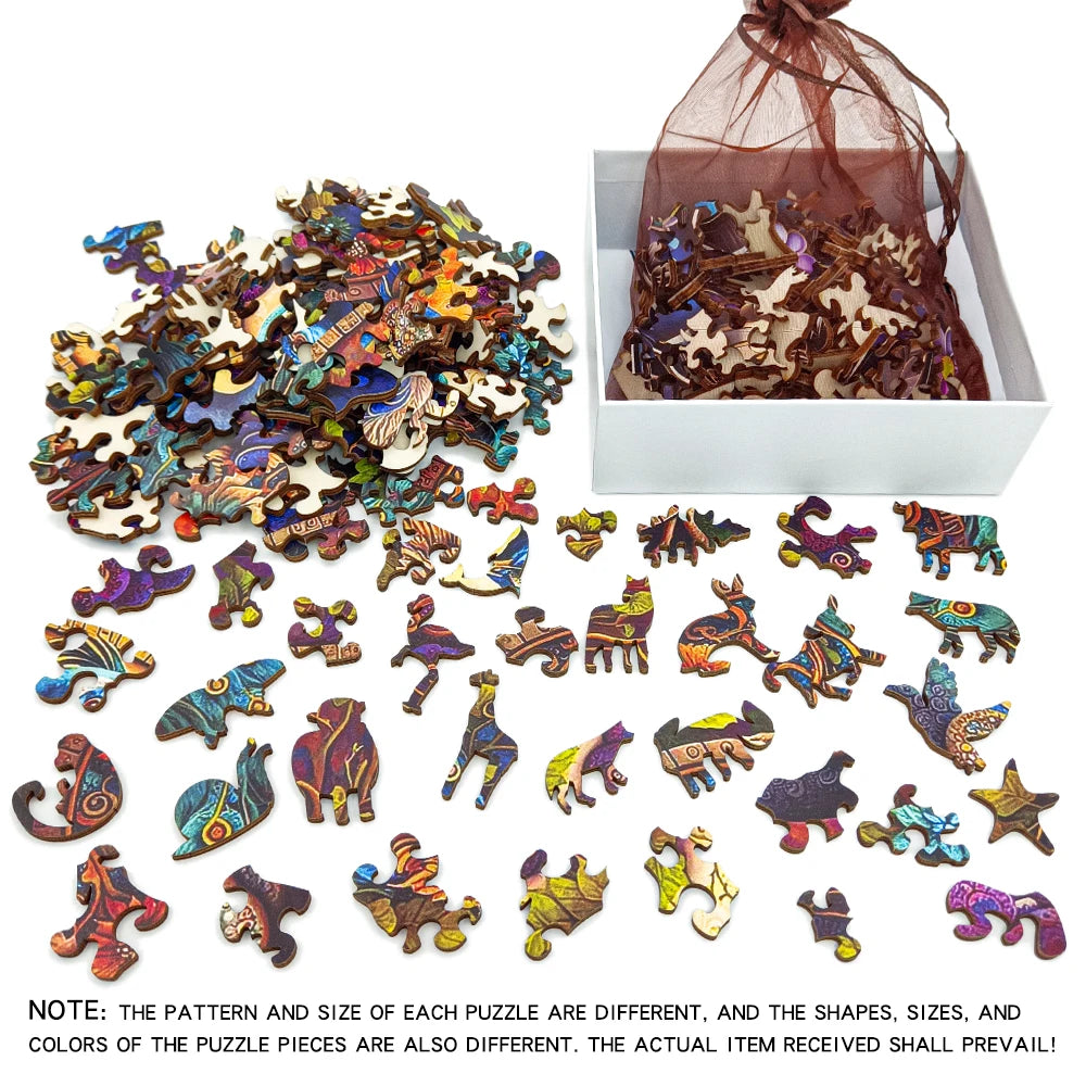Adult Animal Wooden Puzzles Round Peacock and Bird Wooden Puzzle Children's Puzzle Toy Festival Gift A3 A4 A5 Multi Size Puzzle