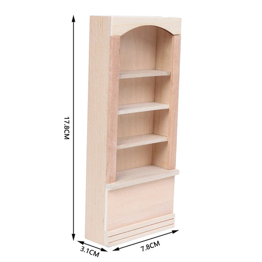 1Pcs Dollhouse Miniature Bookcase Storage Rack Mini Wood Cherry Display Shelf Cabinet Cupboard Doll House Furniture Model Toys