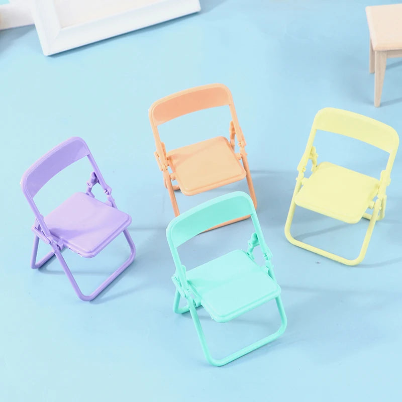 1Pc Mini Chair 1:12 Dollhouse Miniature Chair Plastic Armchair Folding Chair Simulation Furniture Doll House Decor Accessories