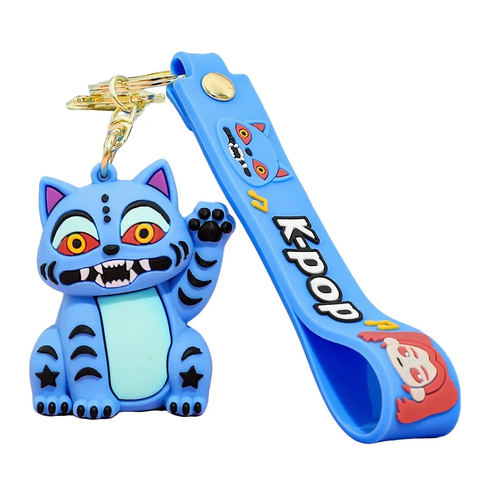 2026 3D Printed Anime Movie Kpop Devil Hunter Girls Derpy Keychains Doll Cute Tiger Action Model Toy Collection Christmas Gifts