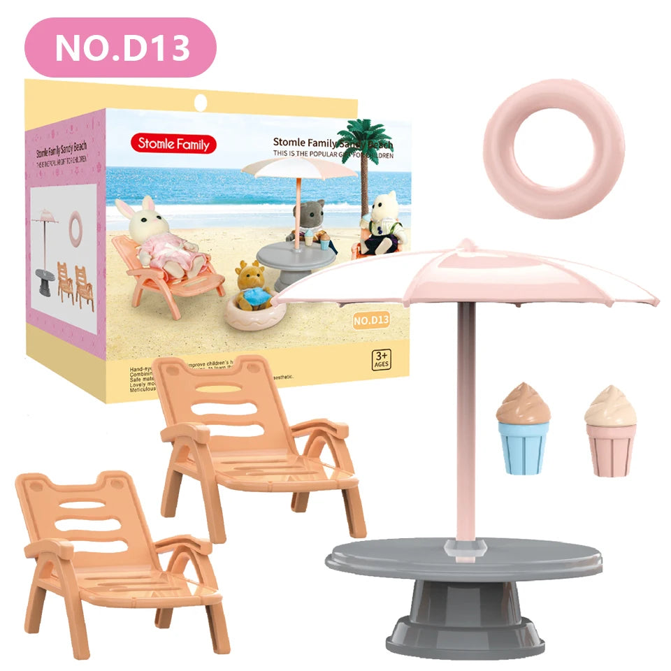 Forest Family Doll 1:12 Dollhouse Kitchen Accessories Mini Model Reindeer Animal Miniature Furniture Pretend Play For Girl Gifts