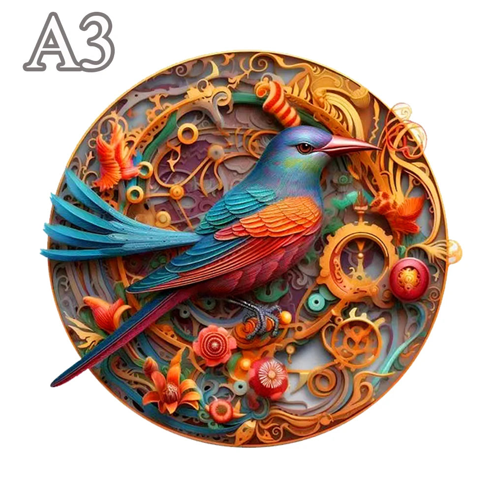Adult and Children's Animal Wooden Puzzle Refined Bird Figure A3 A4 A5 3D Wooden Crafts Circular Festival Gift Children's Toys