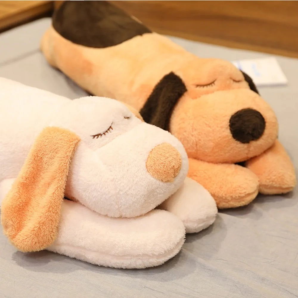 Lovely 60/110cm Plush Lying Dog Brown Sleep Accompany Down Cotton Dog Stuffed Doll Gift
